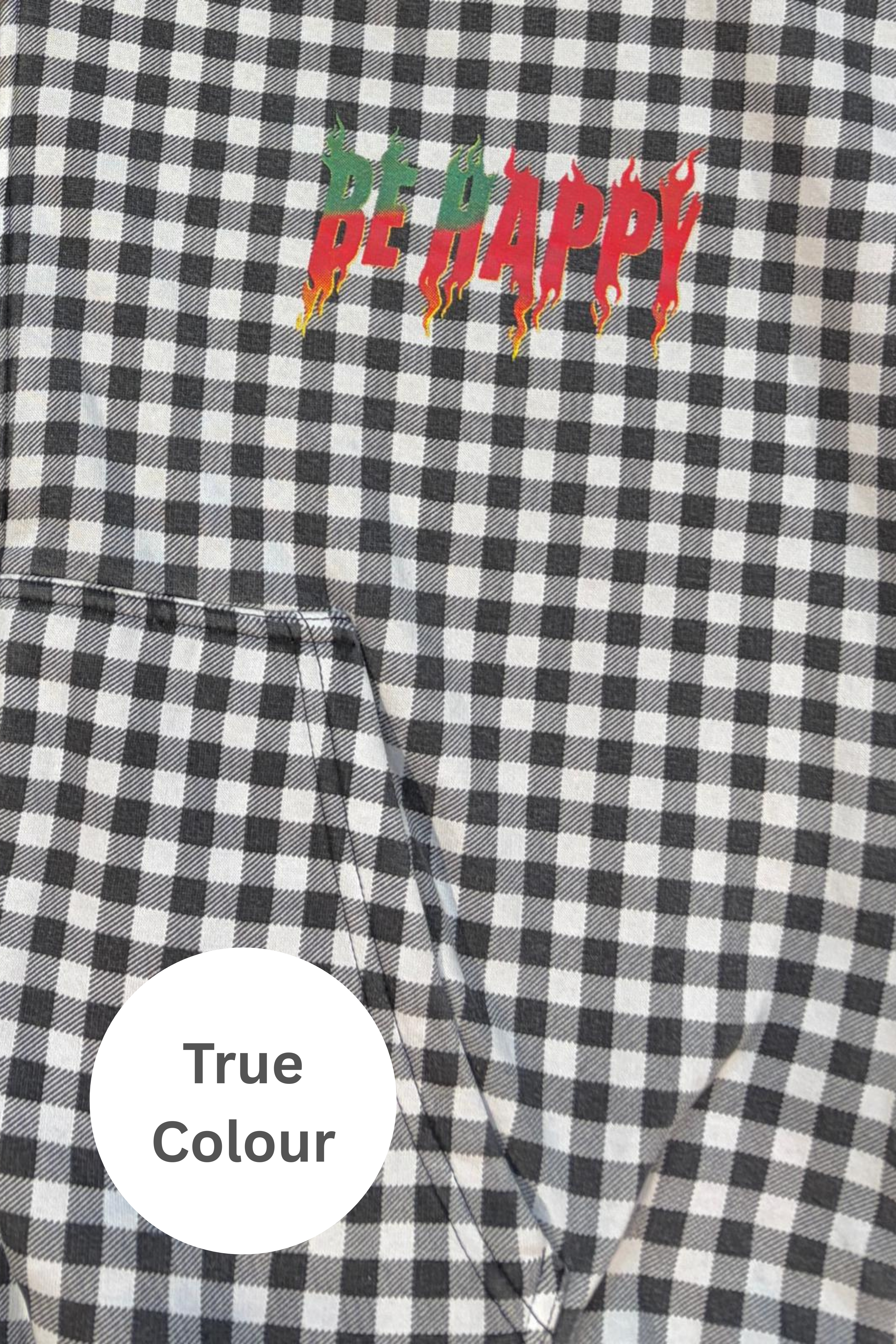 THE BE HAPPY GINGHAM PADDED BOMBER